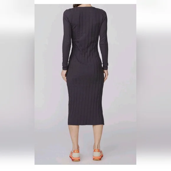 Monrow Women's Butter Yellow Flat-Rib Midi Cardigan Dress NWT Long Sleeve Large - Picture 10 of 10